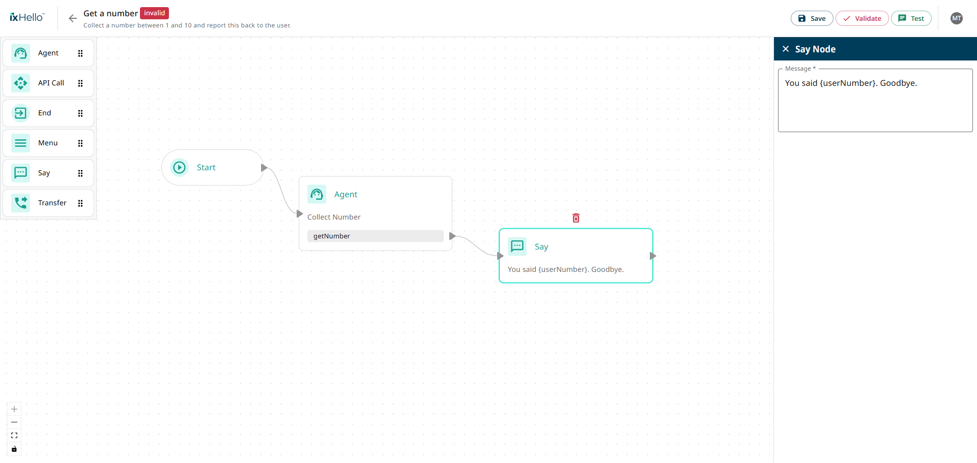 configured say node - end of step 5