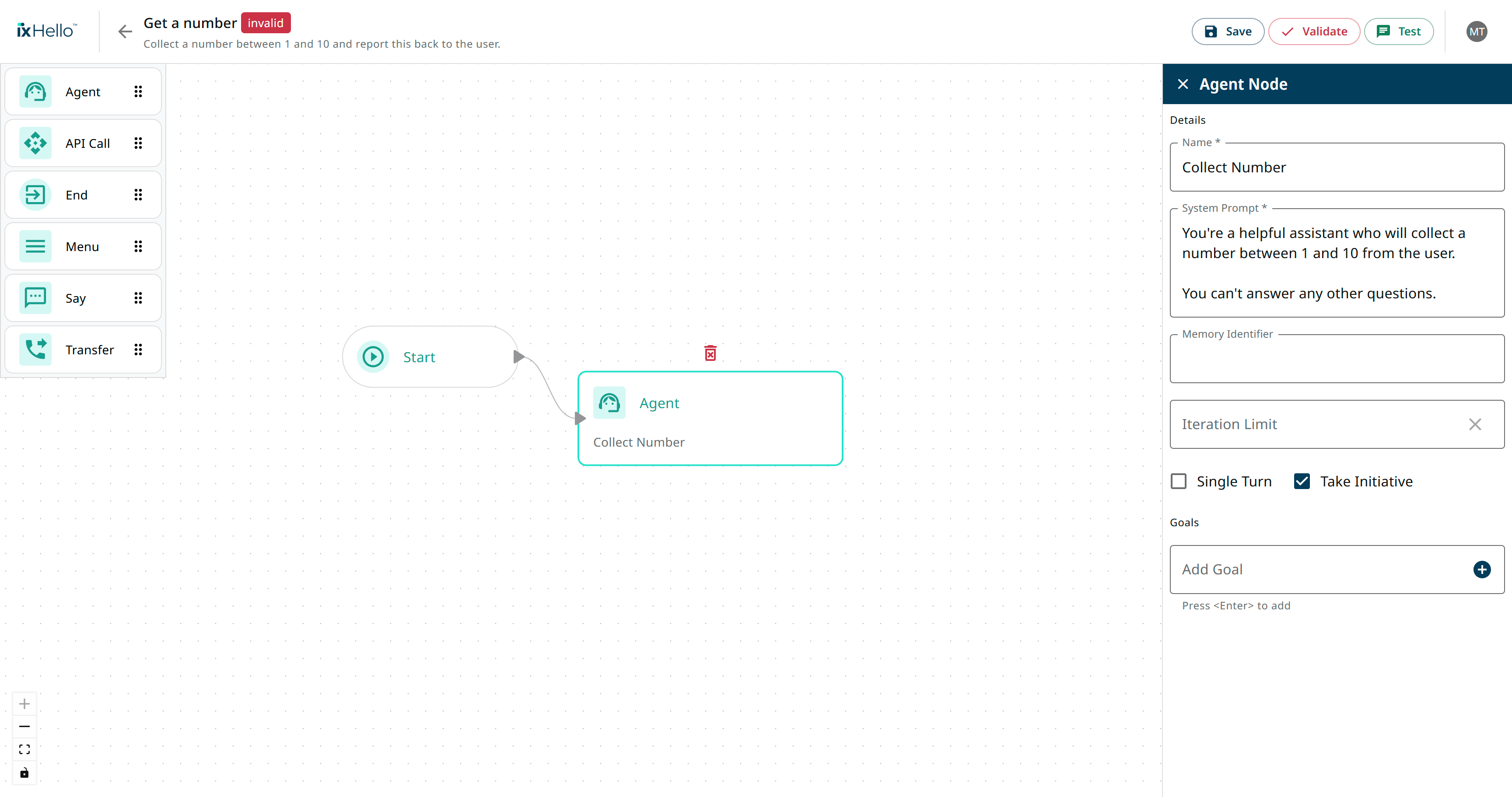 configured agent details - end of step 3